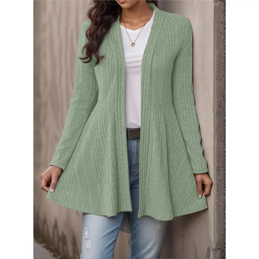 Casual Knitted Cardigan Women's Autumn Winter Linen Blend Long Sleeve Breathable Soft Feel  Color Fashion City Walk Top