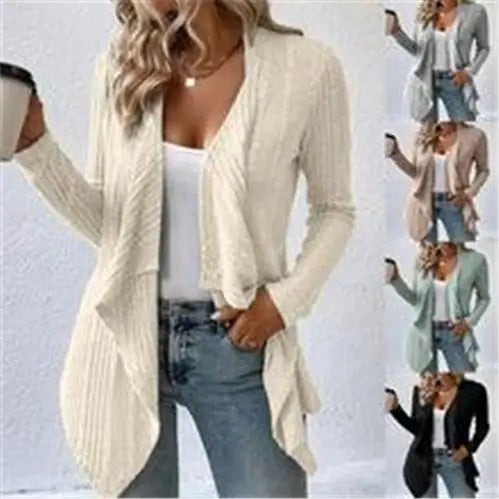 Casual Knitted Cardigan Women's Autumn Winter Linen Blend Long Sleeve Breathable Soft Feel  Color Fashion City Walk Top