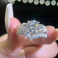 Luxury Round Cut Moissanite Engagement Ring VVS Bridal Ring 925 Sterling Silver Elegant Wedding Jewelry For Women