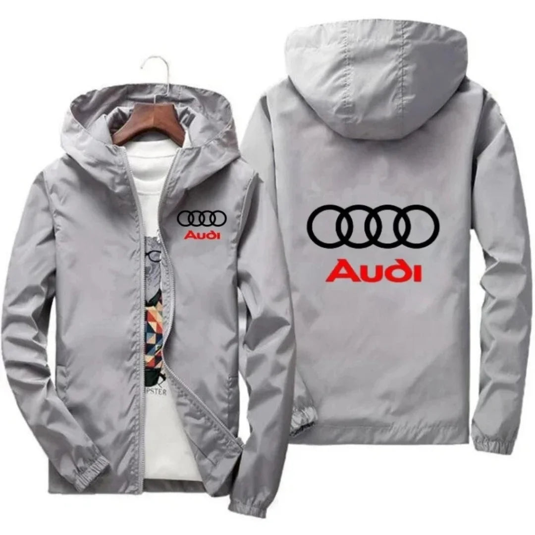 2026 Men's Fashion Windproof Waterproof Jacket with Audi Car Logo for Outdoor Sports Summer Style