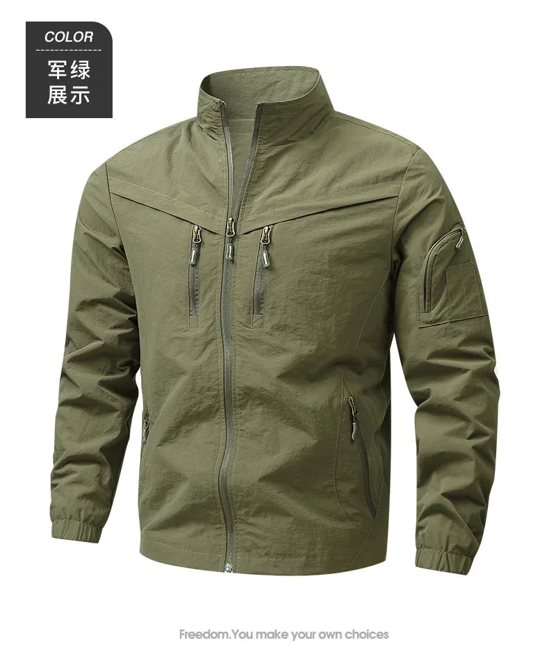 2026 New Large Size Men's Jacket Multi-Pocket Casual Outdoor Charge Jacket Jacket Windproof