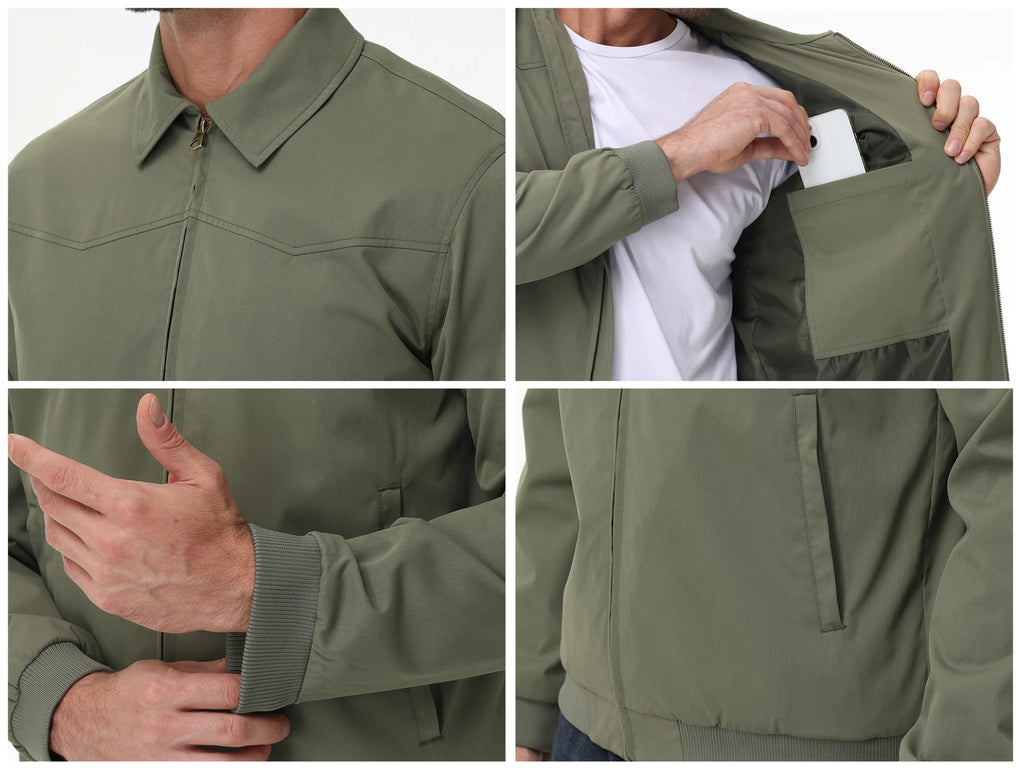 Mens Business Casual Jacket, Windbreaker Waterproof Fashion Coat, Cargo Jacket for Daily Outdoor Travel Autumn Winter