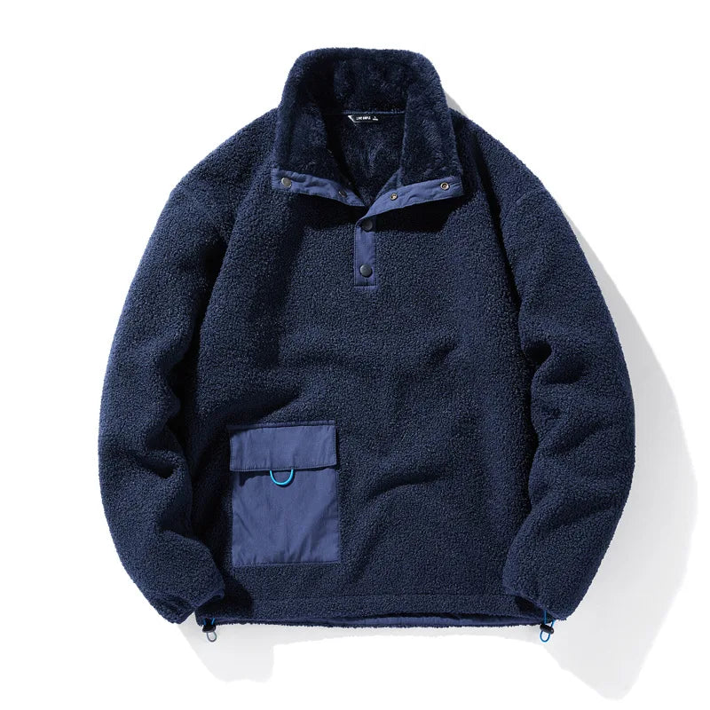 New Style Fleece Solid Color Pullover Top for Couples of Young Men in Japanese and Korean Styles in Autumn and Winter.
