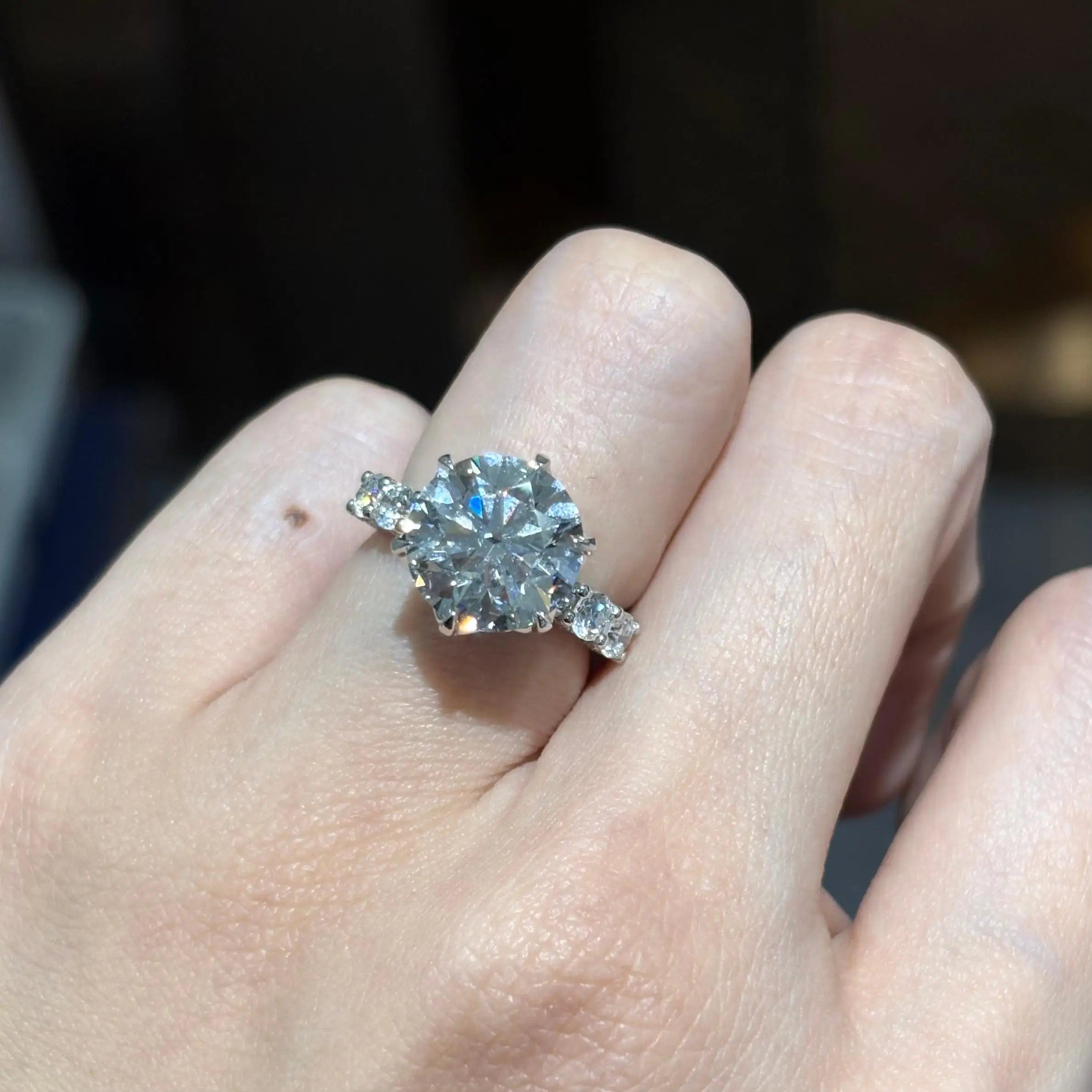 Anster IGI Certificated CVD HPHT Round 4ct Lab Grown Diamond Ring Custom 14k 18k Solid White Gold Ring Platinum Fine Jewelry