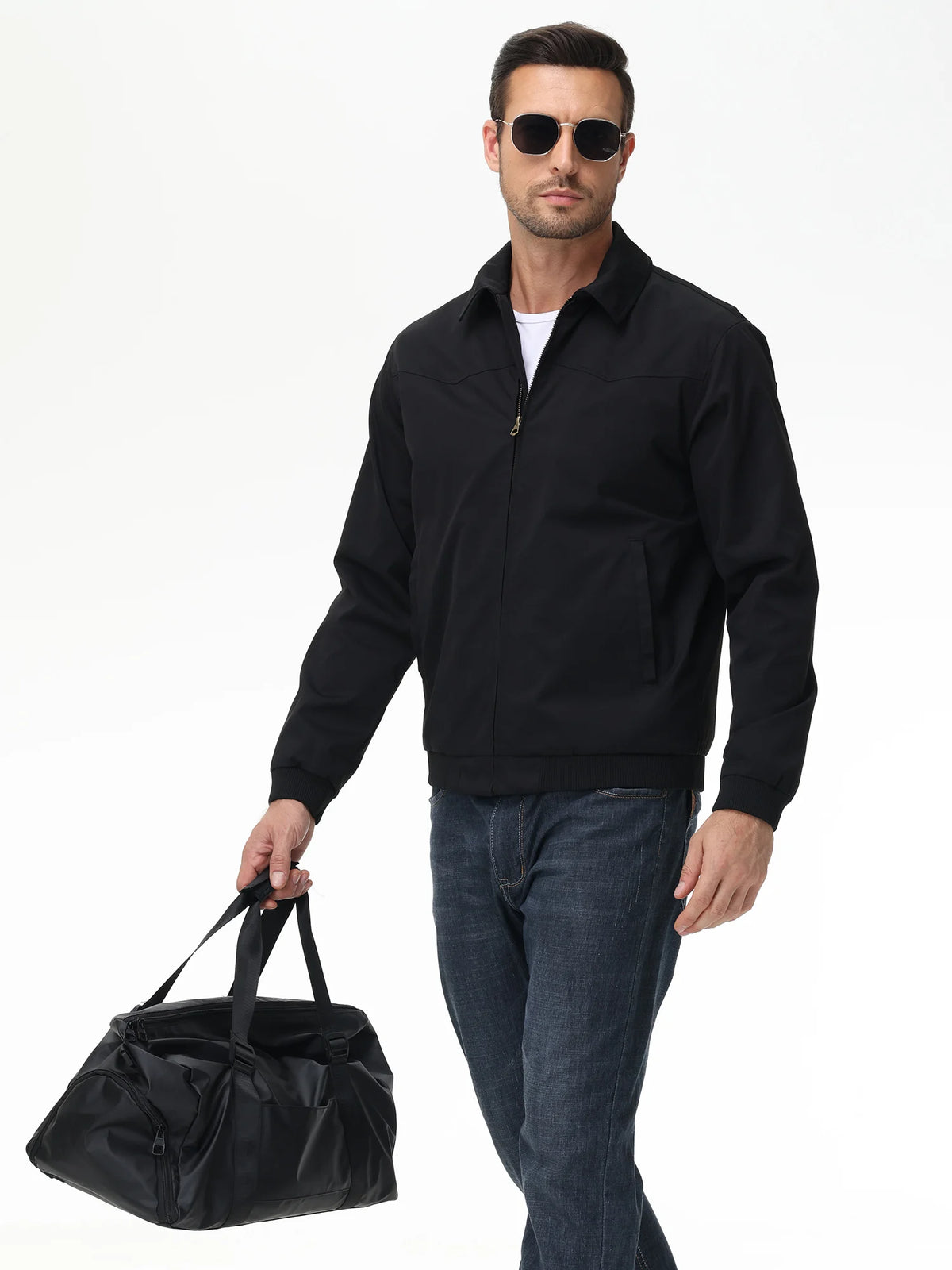 Mens Business Casual Jacket, Windbreaker Waterproof Fashion Coat, Cargo Jacket for Daily Outdoor Travel Autumn Winter