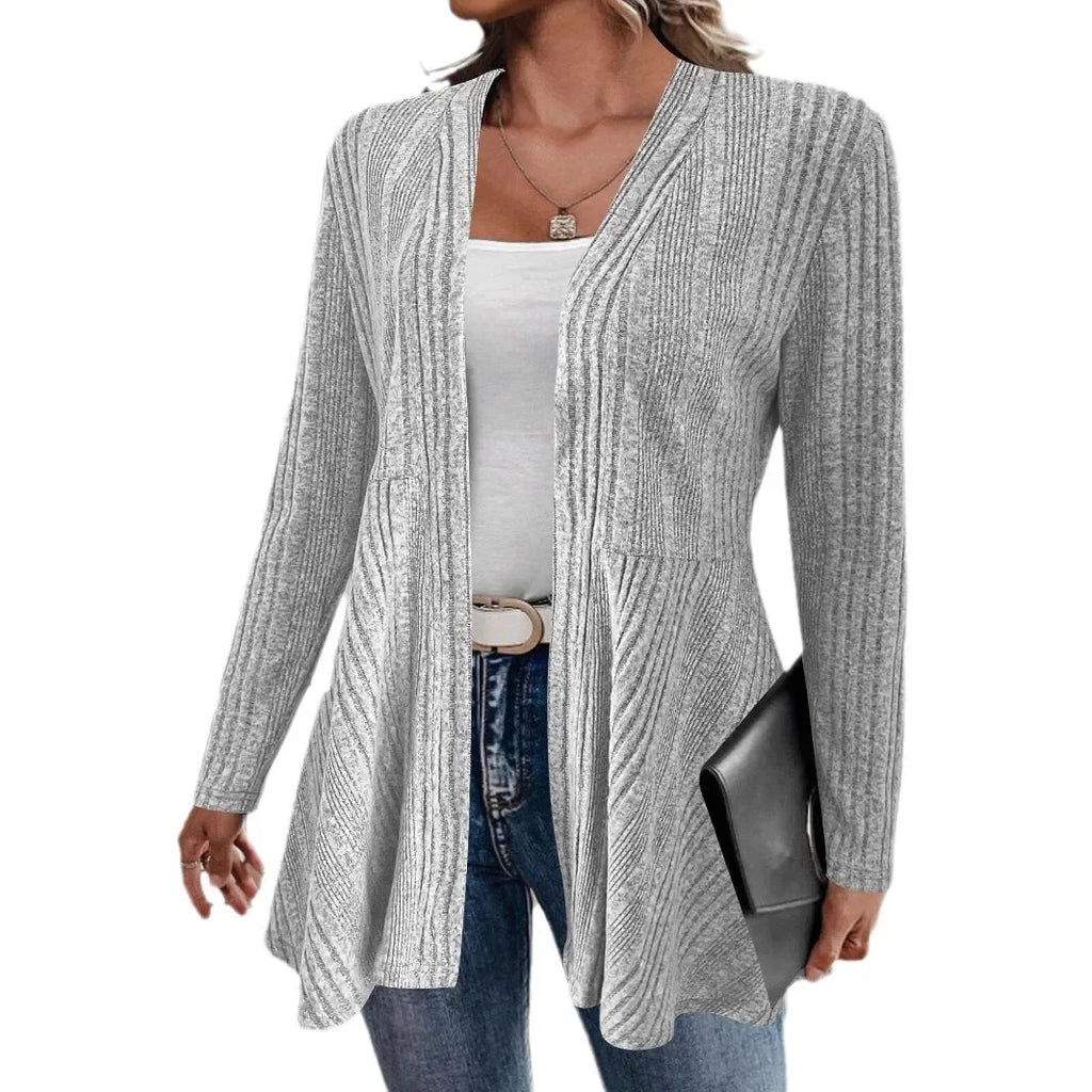 Cardigan Jacket Mid-length Knitted Sweater Autumn and Winter Long-sleeved Casual Solid Color Simple