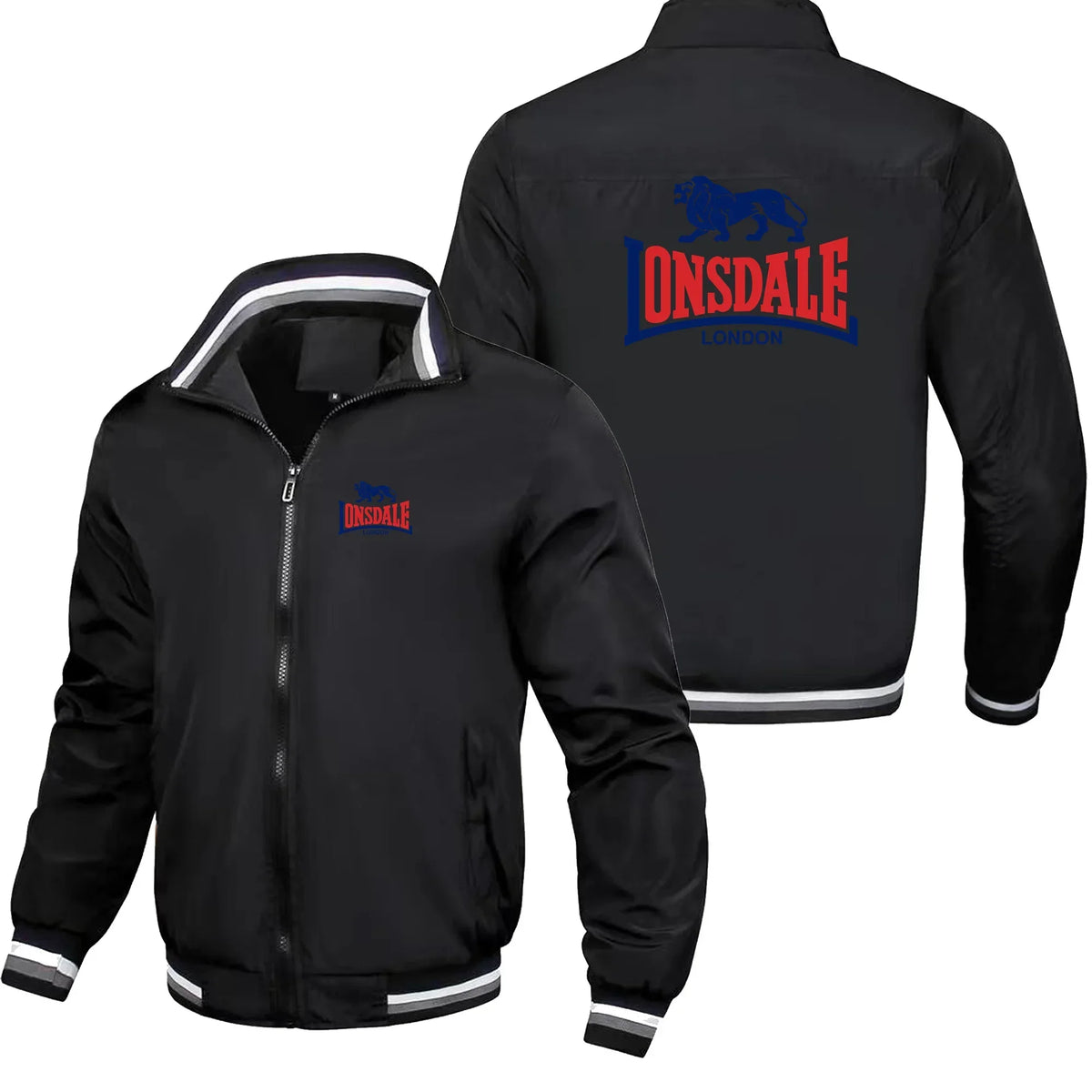 LONSDALE Men's Fashion Street Jacket Spring Autumn Windproof Stand Collar Zipper Outdoor Casual Coat Men's Outerwear