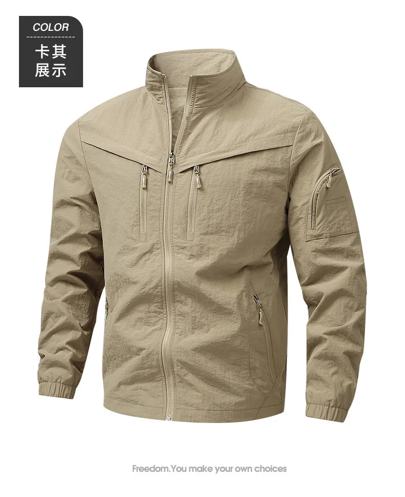 2026 New Large Size Men's Jacket Multi-Pocket Casual Outdoor Charge Jacket Jacket Windproof