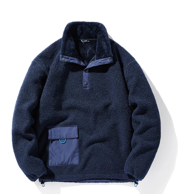 New Style Fleece Solid Color Pullover Top for Couples of Young Men in Japanese and Korean Styles in Autumn and Winter.