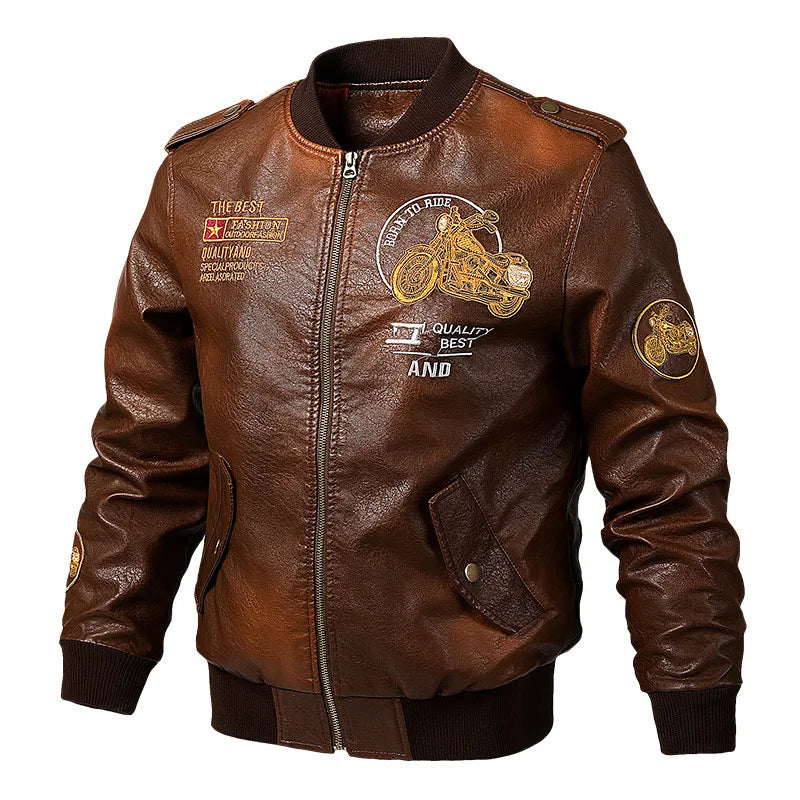 Men's Youth Slim Fit PU Leather Jacket 2025 Autumn Winter Fashionable Urban Standing Collar Tough Style