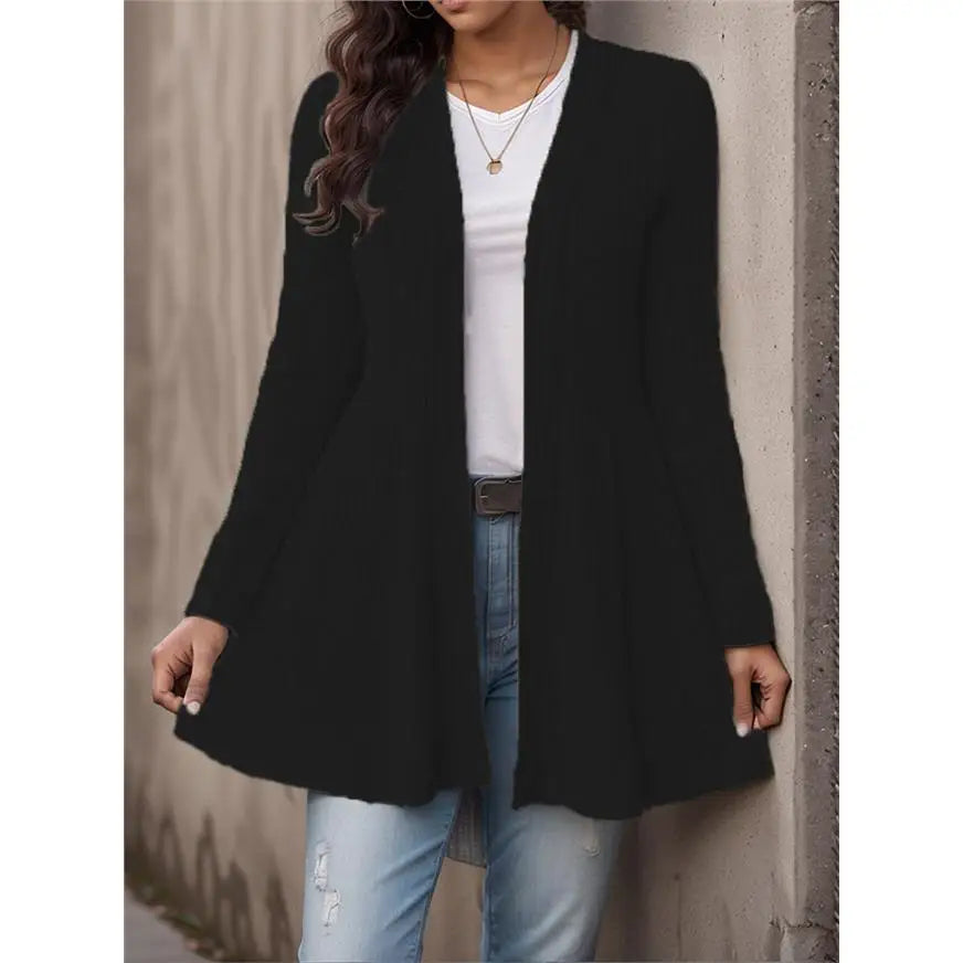 Casual Knitted Cardigan Women's Autumn Winter Linen Blend Long Sleeve Breathable Soft Feel  Color Fashion City Walk Top