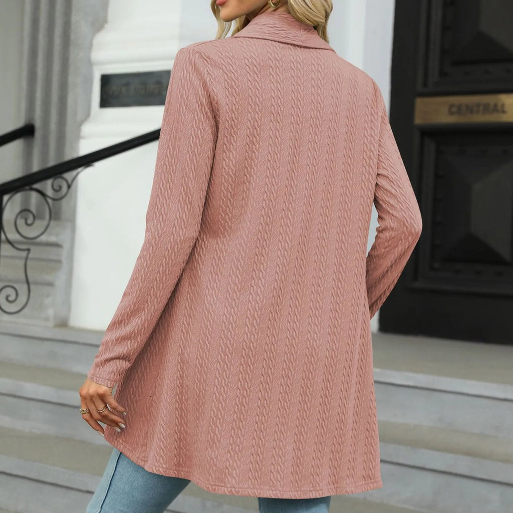 Women'S Draped Front Open Cardigan Casual Long Sleeve Lightweight Knitted Cardigans Ladies Autumn Winter Solid Sweaters