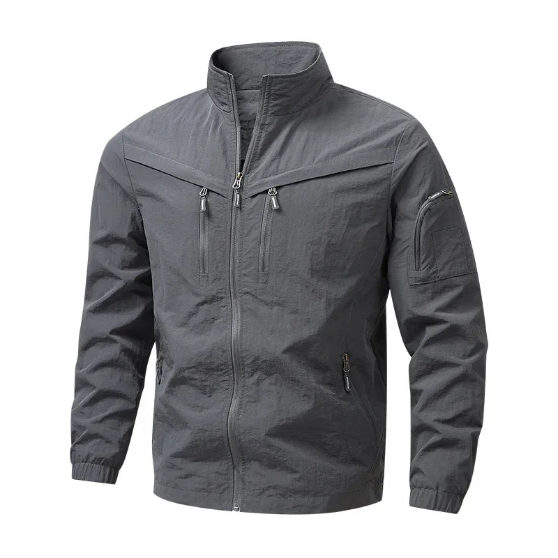 Outdoor Stand Collar Waterproof Cargo Jacket Men 8XL Windproof Tactical Military Jackets Multi-pocket Hiking Mountain Coat Male