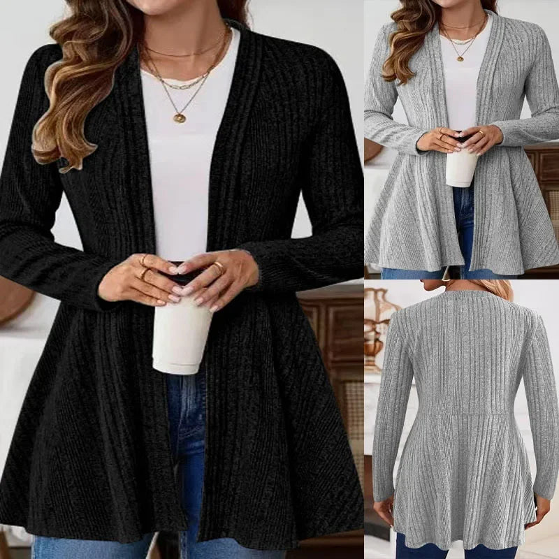 Cardigan Jacket Mid-length Knitted Sweater Autumn and Winter Long-sleeved Casual Solid Color Simple