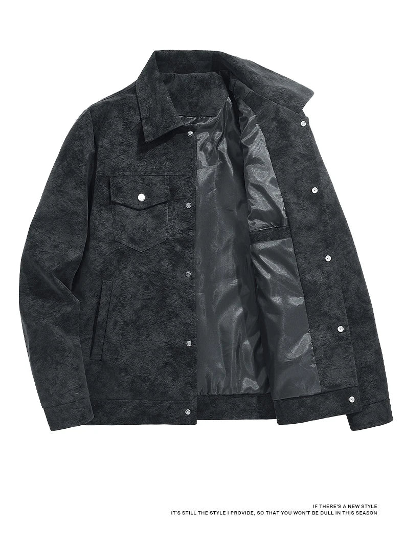 Men Turn Collar Jackets Men Spring and Autumn Button Up Jacket Men Classic Loose and Comfortable Jackets Casual Windproof Jacket