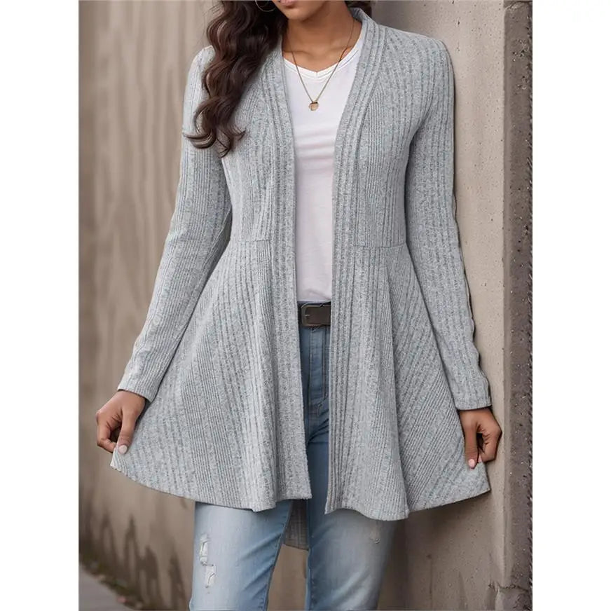 Casual Knitted Cardigan Women's Autumn Winter Linen Blend Long Sleeve Breathable Soft Feel  Color Fashion City Walk Top